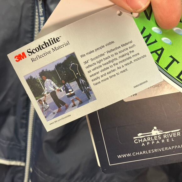 Charles River Men New Englander Rain Jacket Navy Blue 3XL Dot Safety Driven Logo - Picture 6 of 16